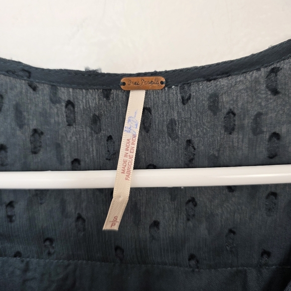 Free People Black Long Sleeve Dahlia Drop Waist Dark Romantic Mini Dress Size S - Picture 5 of 7